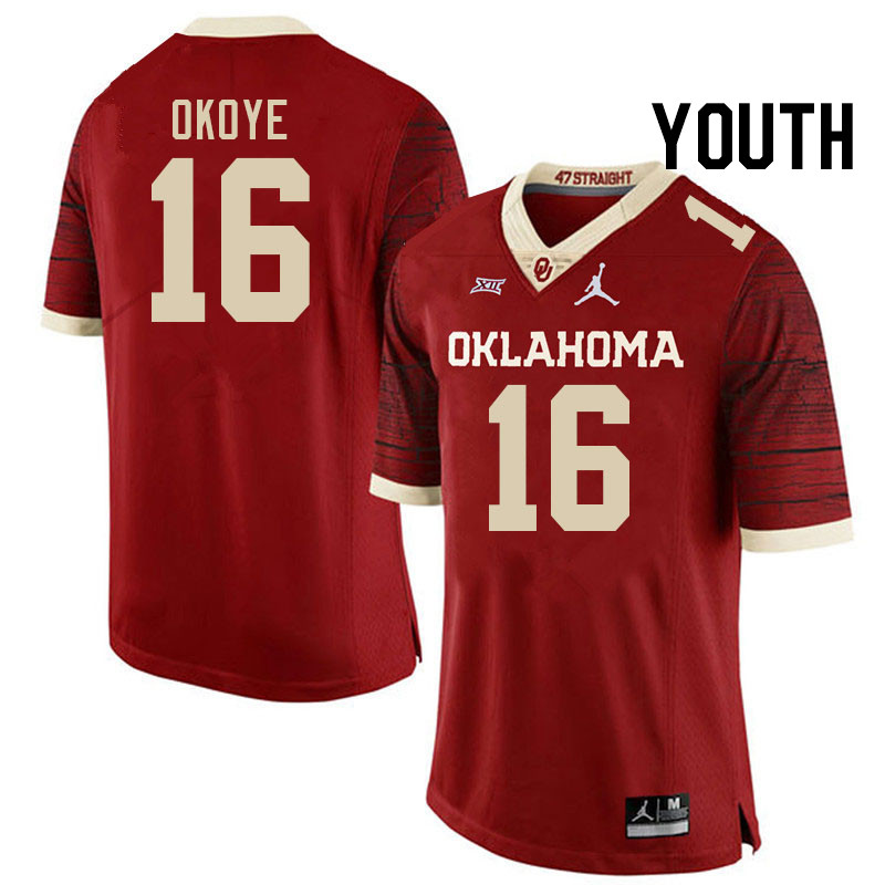 Youth #16 Danny Okoye Oklahoma Sooners College Football Jerseys Stitched-Retro